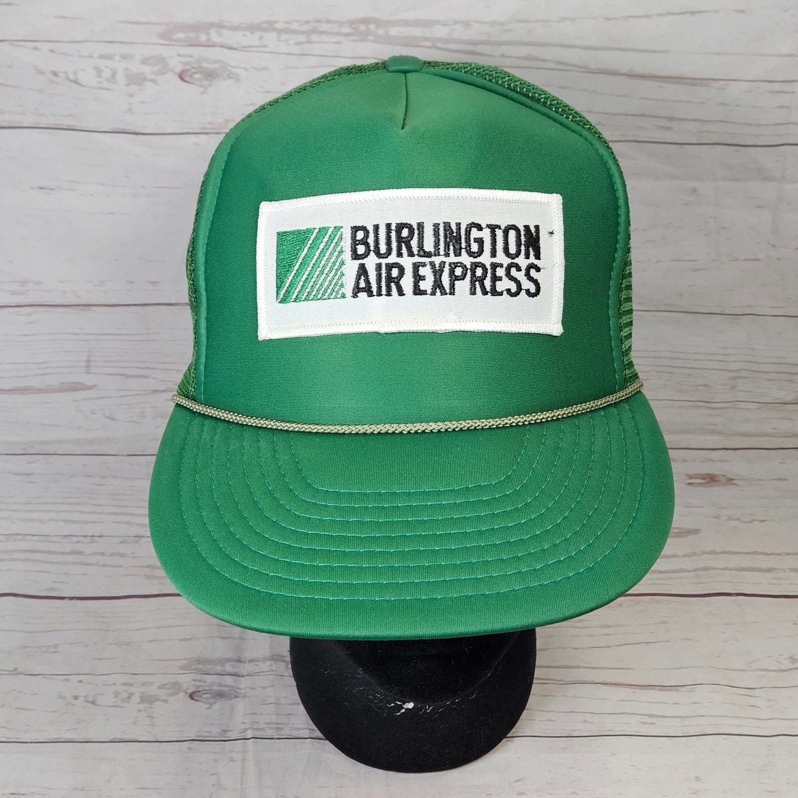 Nissin Trucker Hat Burlington Air Express Vintage Green Mens Adjustable Snapback